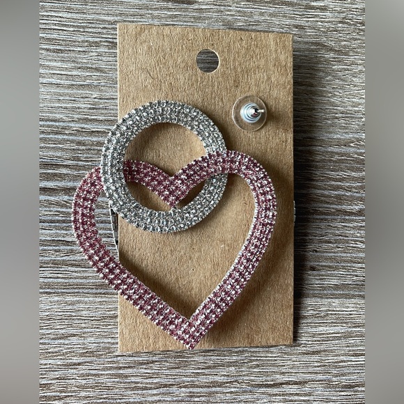 Heart rhinestones earrings - Picture 4 of 5